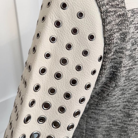 Rebecca Taylor Leather & Knit Top with Grommet Sleeves - Picture 9 of 11